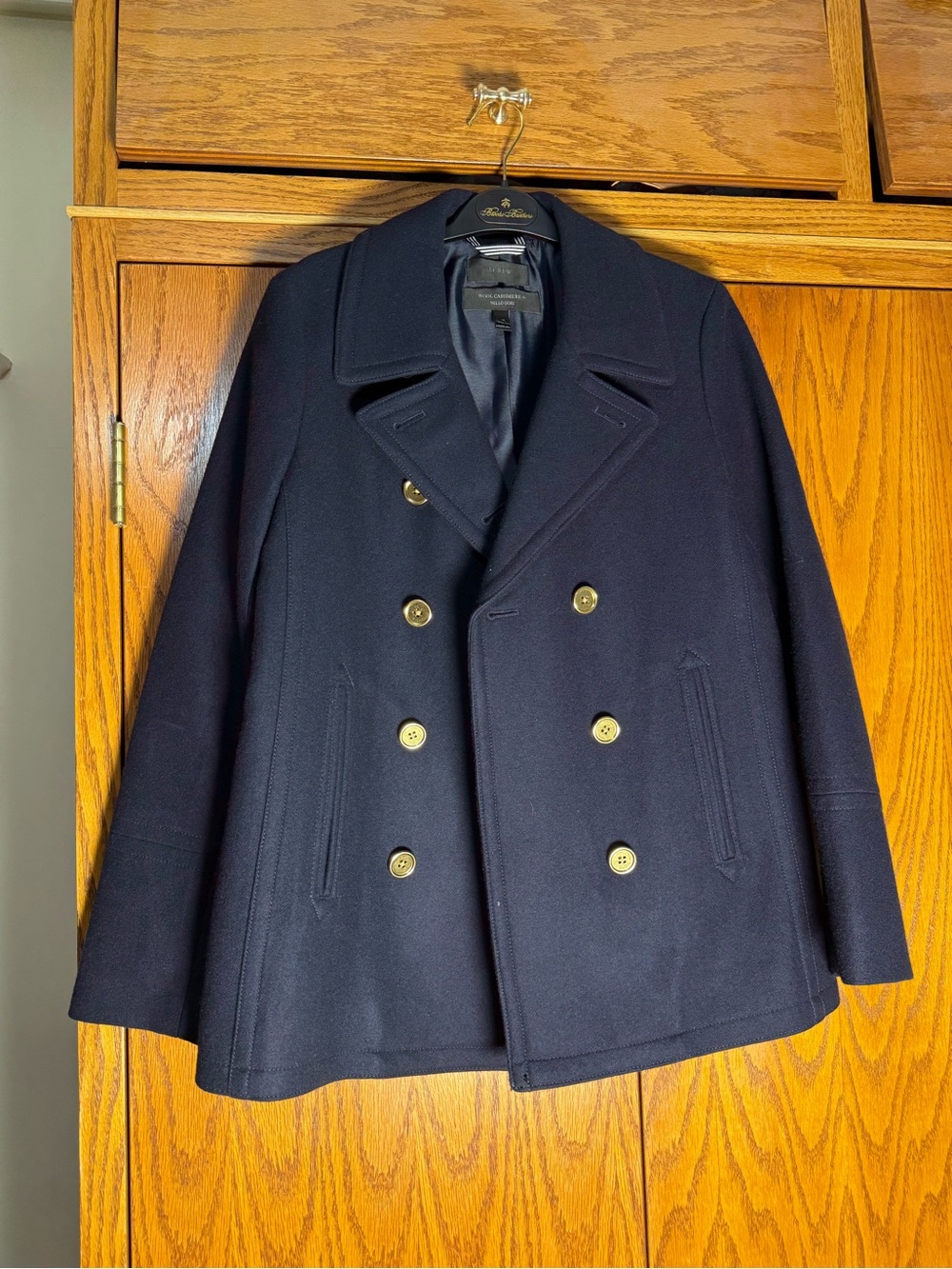 Brooks Brothers Navy Double-Breasted Peacoat with Gold Buttons
